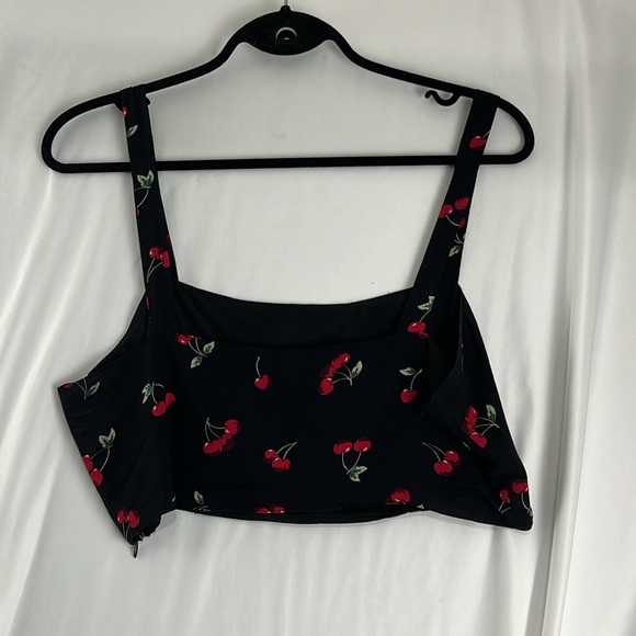 Morrisday Black Crop Rayon Top w/ Cherries - Picture 5 of 6
